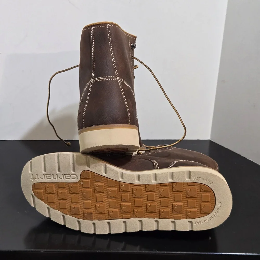 Carhartt Wedge Sole Boot Mens 10.5 Brown Waterproof Moc Toe Work CMW6295